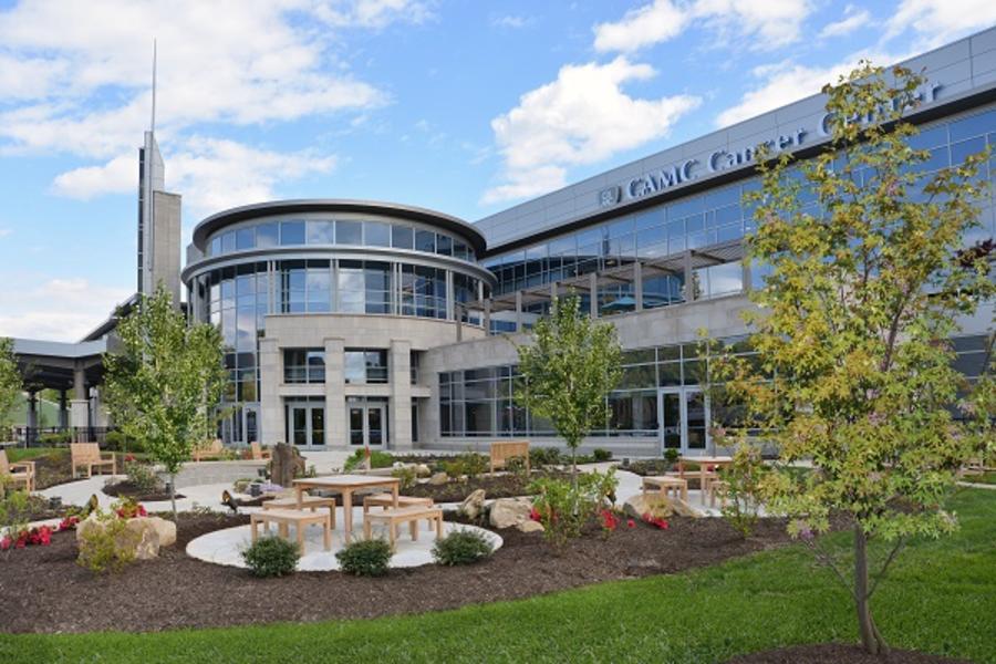 Exterior photo of CAMC Cancer Center.