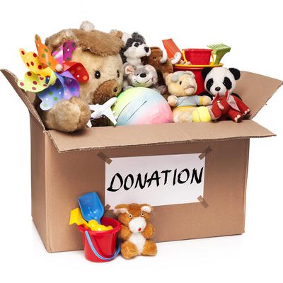 Box of donated toys