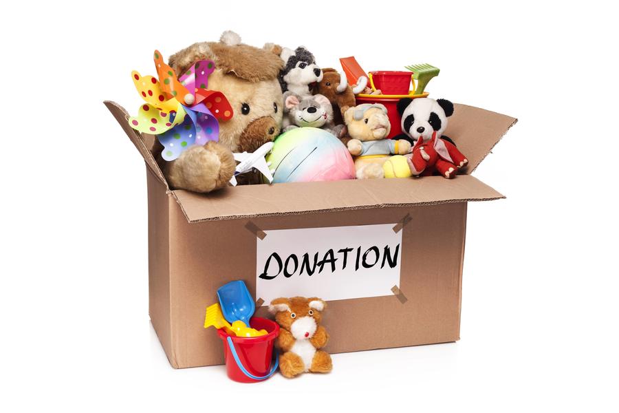 Box of donated toys